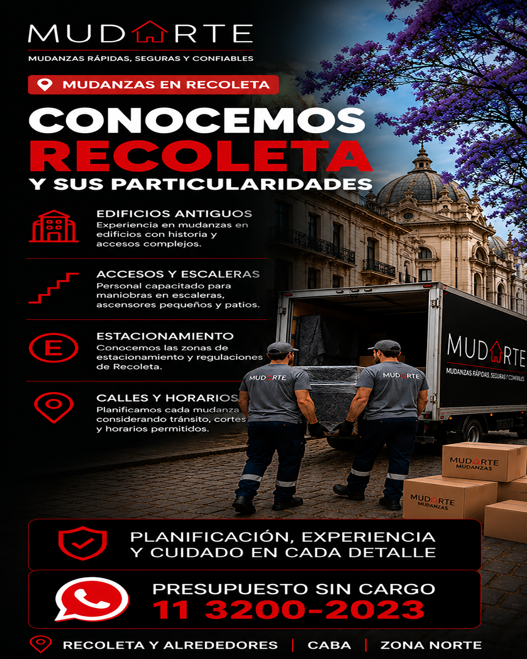 Mudarte - mudanzas en Recoleta, mudanzas en Barrio Norte, mudanzas en Retiro, mudanzas en Palermo, mudanzas en Balvanera, mudanzas en San Nicolás, mudanzas en Monserrat, mudanzas en Belgrano